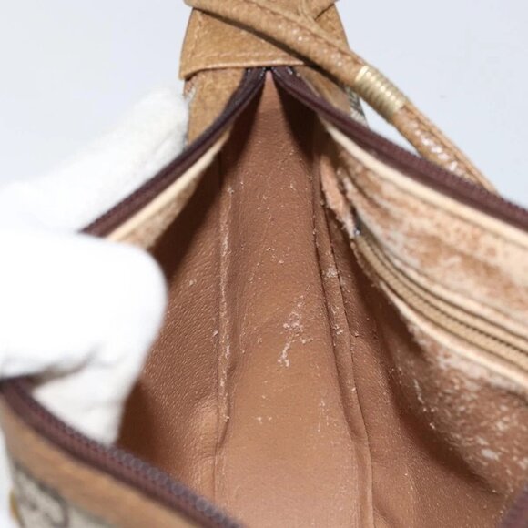 GUCCI GG PLUS Canvas Shoulder Bag PVC Leather Beige Auth th6401 - Picture 13 of 16